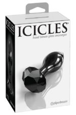 ICICLES No.78 - Sort Buttplug av Glass med Diamant