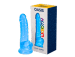 Woomy - Oasis - Blå dildo med pung og sugekopp