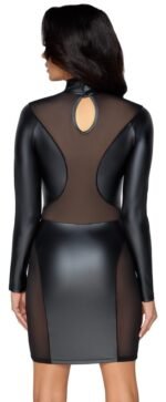 Cottelli Collection - Tettsittende Wetlook Minikjole med ermer
