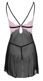 Cottelli Collection - Babydoll med blondeoverdel - Rosa/Sort