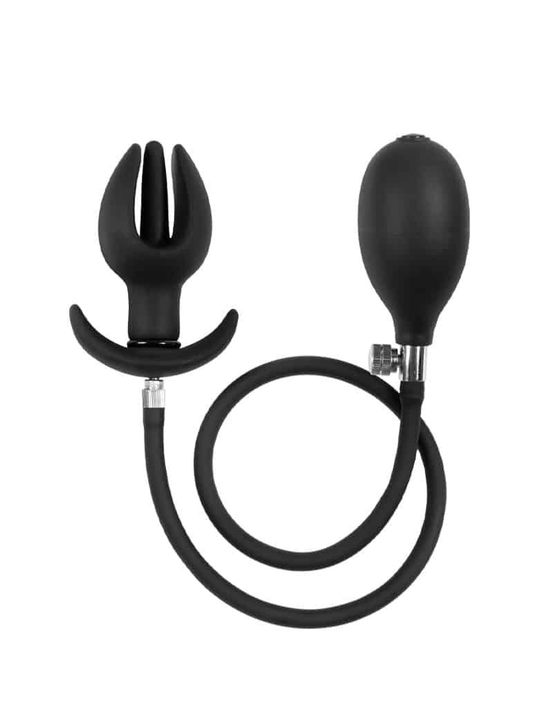 9174-rimba-latex-play-inflatable-anal-tulip-shaped-plug-with-pump-black Rimba - Oppblåsbar Analplug med ankerform med ballpumpe - Bilde 1