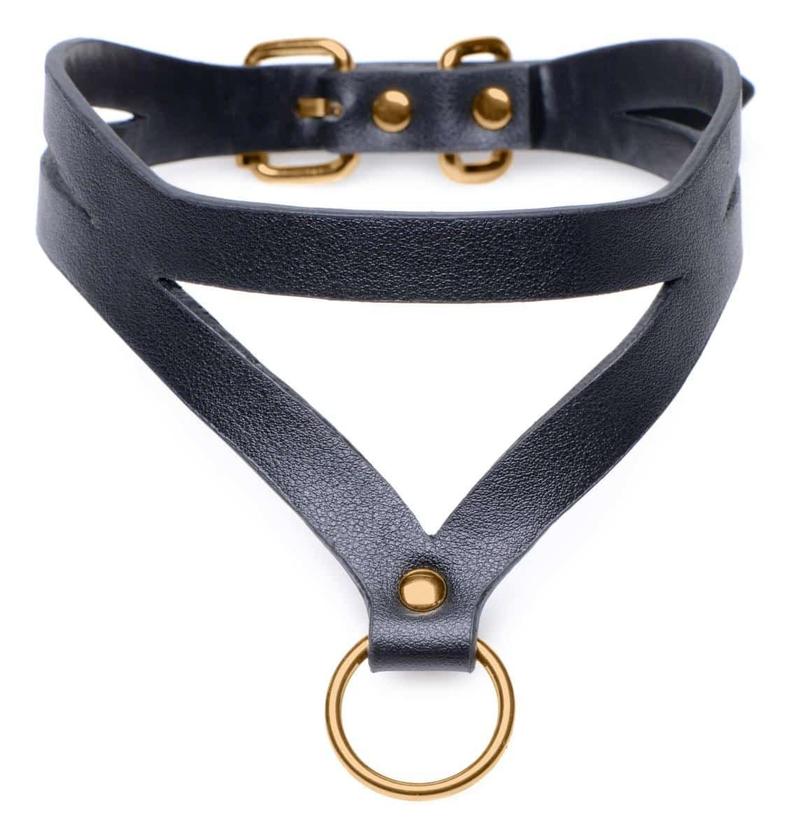 Master Series - Bondage Baddie Collar With O-ring - Sort/Gull Master Series - Bondage Baddie Collar With O-ring - Sort/Gull