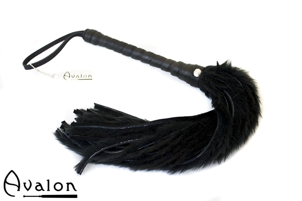 Avalon - GRIFFIN - Flogger med Lær og Pels, Svart