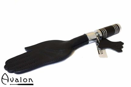 Avalon - SOLOMON - Paddle med håndform og brunt metallhåndtak med striper - Sort