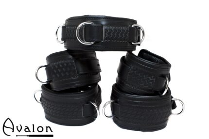 Avalon - LUST - Collar og Cuffs, 5 deler, Sort
