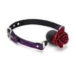 BQS - Rose Ballgag med pustehull - Lilla reim