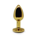 BQS - Buttplug i gullfarget metall med Krystall - Klar - Small