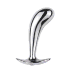 BQS - Metallbuttplug med avlang stopper - Bøyd tupp - Medium