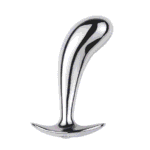 BQS - Metallbuttplug med avlang stopper - Bøyd tupp - Medium