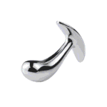 BQS - Metallbuttplug med avlang stopper - Bøyd tupp - Medium