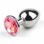 BQS - Buttplugg i metall med tofarget krystall - Oransje/Rosa