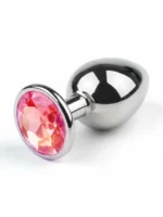 BQS - Buttplugg i metall med tofarget krystall - Oransje/Rosa