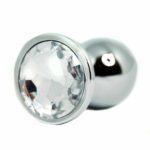 BQS - Buttplug i metall med Krystall - Klar - Large