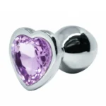 BQS - Buttplug med Hjertekrystall - Lilla - Medium