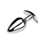 BQS - Metallbuttplug med avlang stopper - Rød Krystall - Small