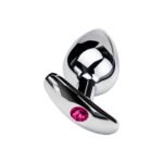 BQS - Metallbuttplug med avlang stopper - Rød Krystall - Small