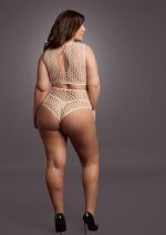 Le Desir - Key-Hole Fishnet Undertøysett - 2XL-4XL - Beige