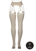 Le Desir - Shredded - Nettingstrømper med hofteholder - One Size - XL til 4XL - Beige