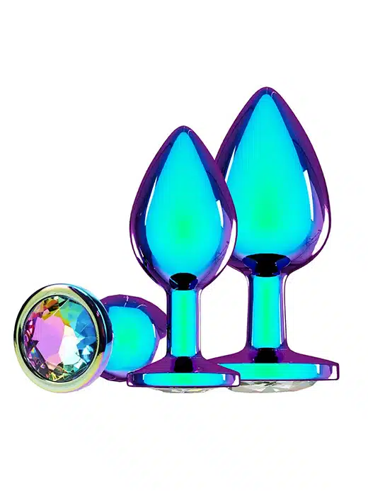 OU1059IRI-OUCH-VENICE-PLUG-PLUGG-ANAL-BUTTPLUGG-IRIS-RAINBOW_6 Ouch! Venice Collection - Buttpluggsett i metall - Iriserende - Bilde 1