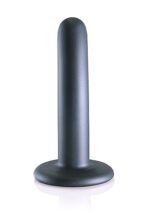OUCH! - Smooth Silicone - Enkel dildo med sugekopp - Gun Metall