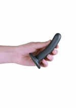 OUCH! - Smooth Silicone - Enkel dildo med sugekopp - Gun Metall