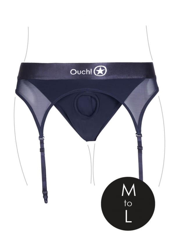 Ouch! Vibrating Strap-on Thong med Strømpebånd - M/L Ouch! Vibrating Strap-on Thong med Strømpebånd - M/L