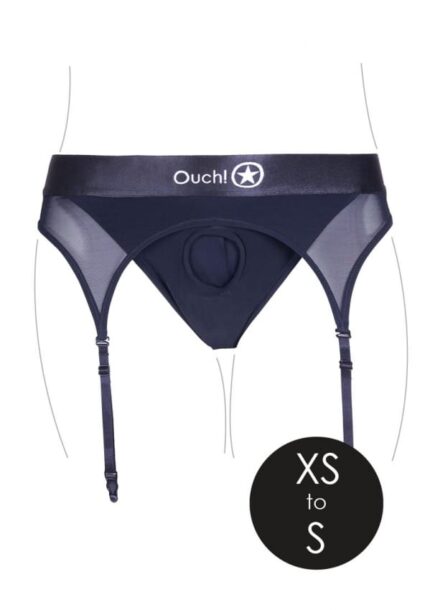 Ouch! Vibrating Strap-on Thong med Strømpebånd - XS/S