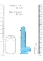 Realrock – Crystal Clear – Realistisk Dildo med Pung – Blå - 15 cm