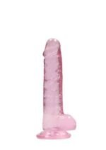 Realrock – Crystal Clear – Realistisk Dildo med Pung – Rosa - 17 cm