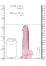 Realrock – Crystal Clear – Realistisk Dildo med Pung – Rosa - 17 cm - Bilde 3