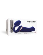 Strap-on-Me - Stroppeløs Strap On med Vibrasjoner og Slikkefunksjon - Large - Blå