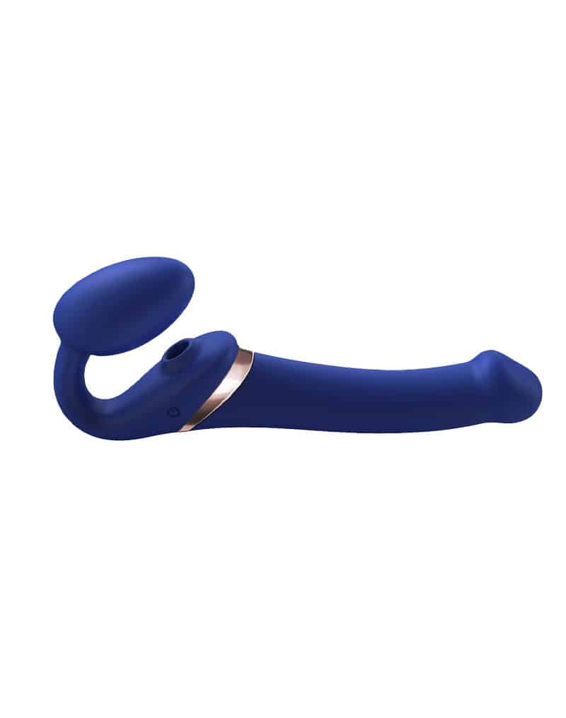 Strap-on-Me - Stroppeløs Strap On med Vibrasjoner og Slikkefunksjon - Medium - Blå Strap-on-Me - Stroppeløs Strap On med Vibrasjoner og Slikkefunksjon - Medium - Blå