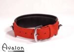 Avalon - CHERISHED - Collar med Spisse Nagler og Ringer - Rødt og Svart