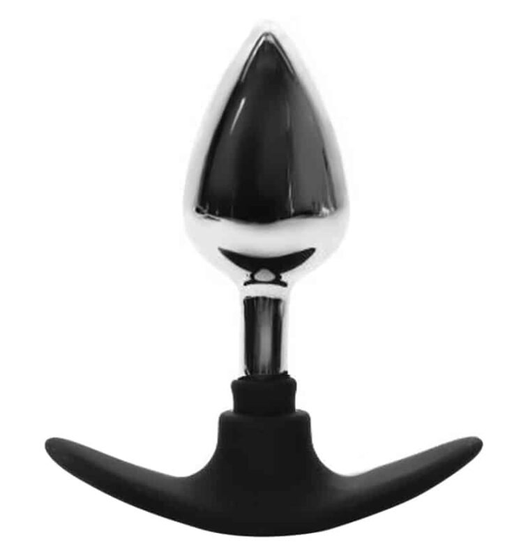 BQS - Metall Buttplug med Avlang Silikonstopper - Medium