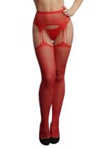 Le Desir - Suspender Pantyhose av netting og rhinestones - Rød