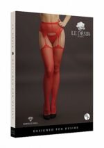Le Desir - Suspender Pantyhose av netting og rhinestones - Rød
