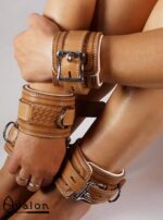 Avalon - LUST - Collar og Cuffs, 5 deler, Brunt og Hvitt