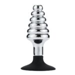 Buttplug i Metall med Riller og Sugekopp