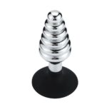 Buttplug i Metall med Riller og Sugekopp