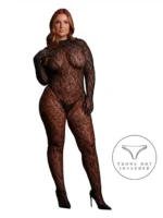 Le Désir – leopardmønstret catsuit med åpent skritt – Queen Size