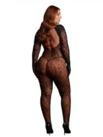 Le Désir – leopardmønstret catsuit med åpent skritt – Queen Size - Bilde 2